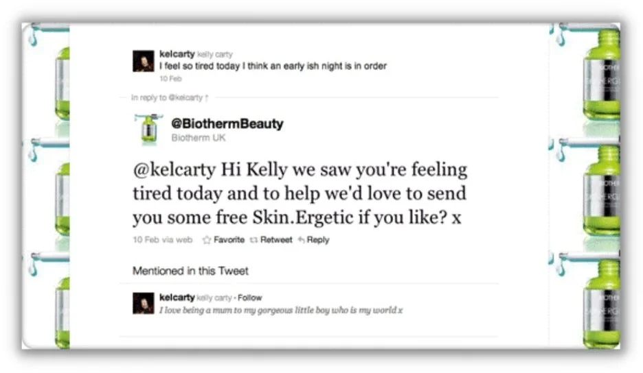 Social selling - Tweet from Biotherm