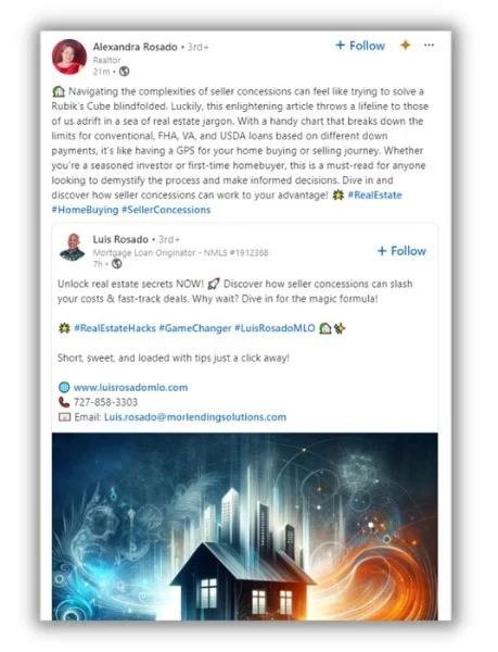 Social selling - Real estate agent's helpful post.