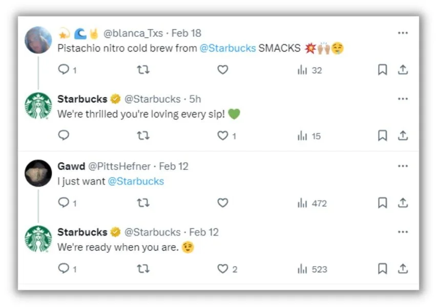 Социальные продажи – твит Starbucks