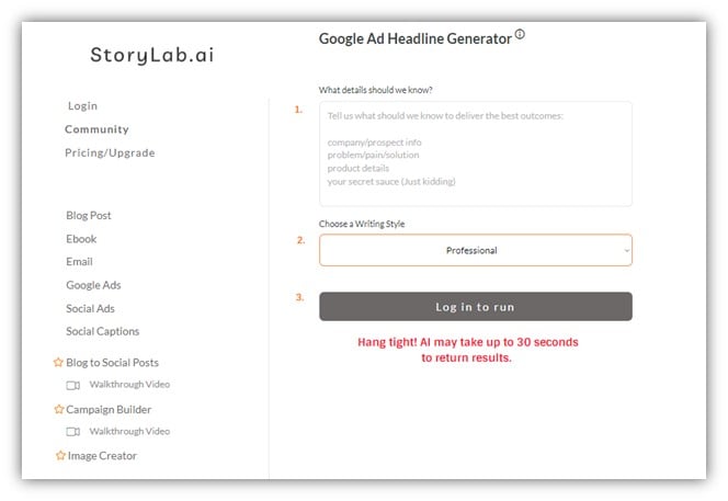 ppc tools - ad headline generator example