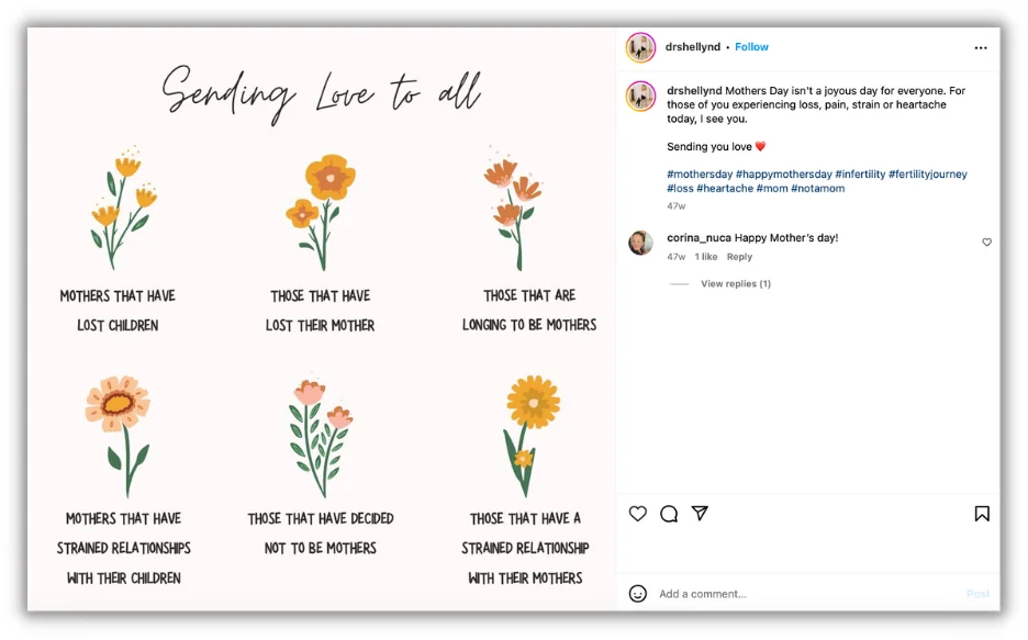 Инклюзивный социальный пост ко Дню матери в Instagram