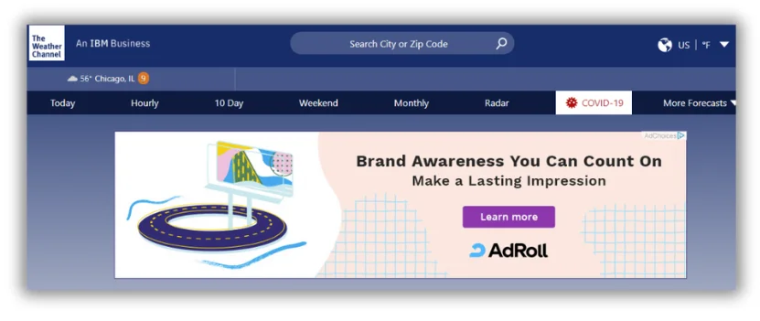 example of ppc display ad on weather channel website