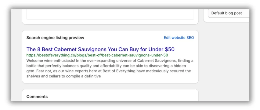 ví dụ về tiêu đề seo trong cms shopify