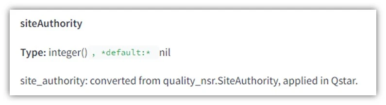 google algorithm api documents - screenshot of site authority ranking