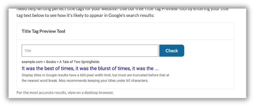 seo headline best practices - use character count preview