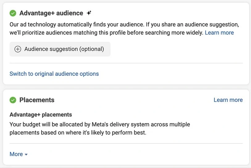 meta ads advantage+ - advantage plus audience and placements in facebook ads