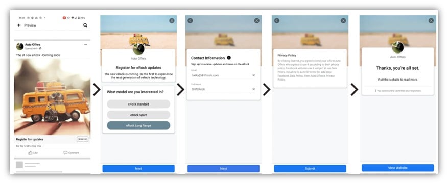 facebook lead ad example