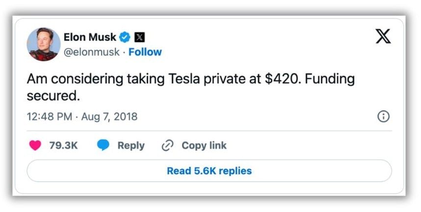 social media policy - Tweet from Elon Musk.