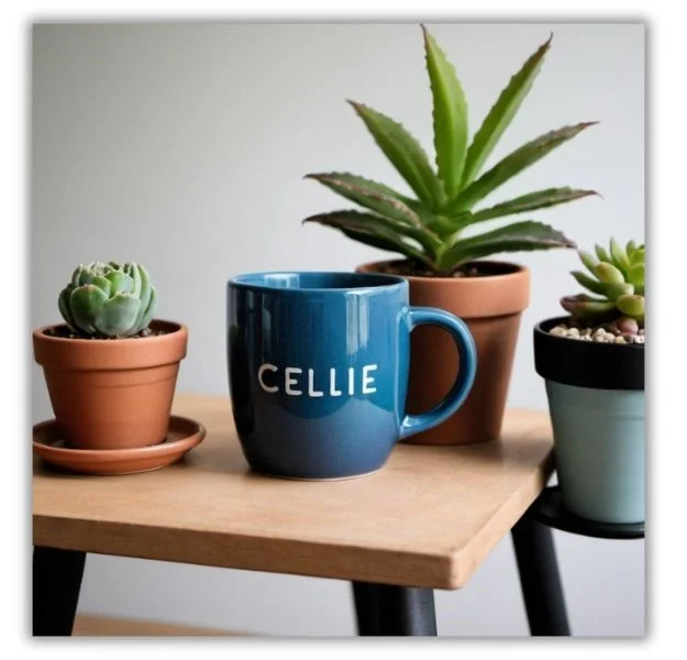 Best AI photo generators - AI generated image of a post and cup on a table.