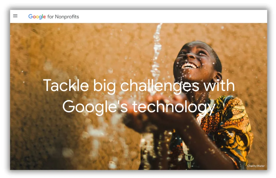 google for nonprofits homepage