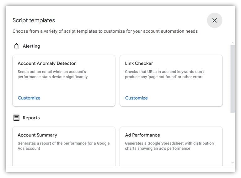google ads script template examples