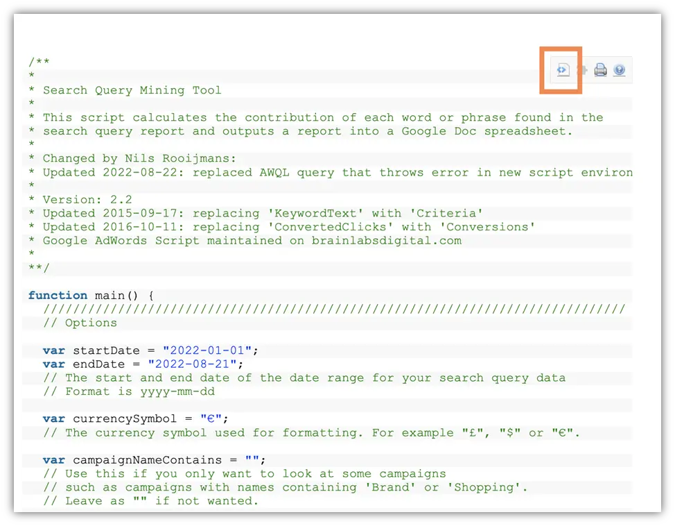 google ads scripts - example n-gram script