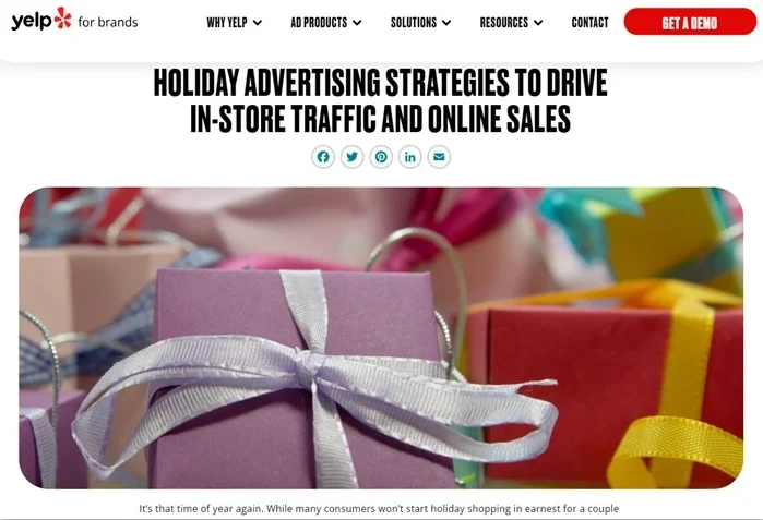 holiday advertising - yelp ads holiday article