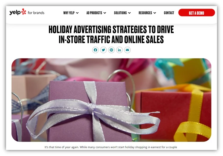 holiday advertising - yelp ads holiday article