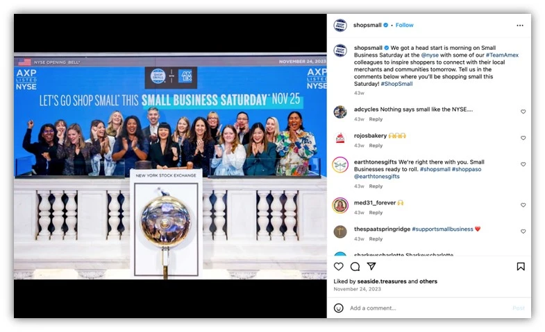 small business saturday - marketing social media post example