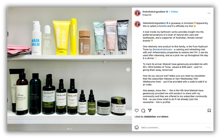holiday influencer marketing example from Mokosh