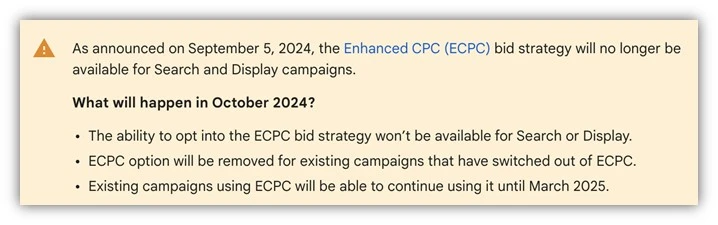google ads manual bidding - ecpc announcement