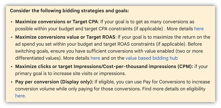 google ads manual bidding - automation suggestion from google