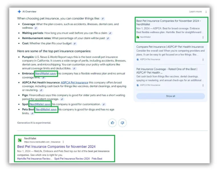 SEO trends - screenshot of AI Overview. 