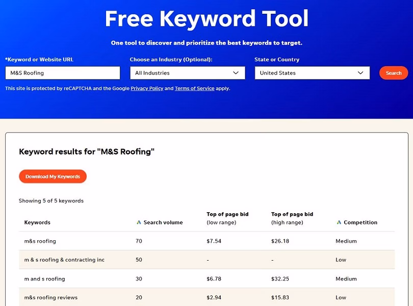 google ads vs linkedin ads - keywords
