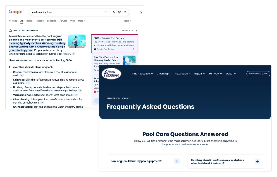 ai overview example with faq content structure