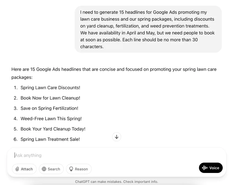 Best AI tools - screenshot from chatGPT.