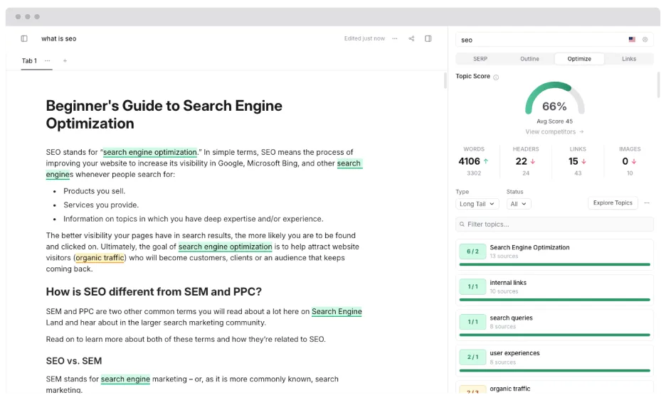 Best AI tools - screenshot from Frase.