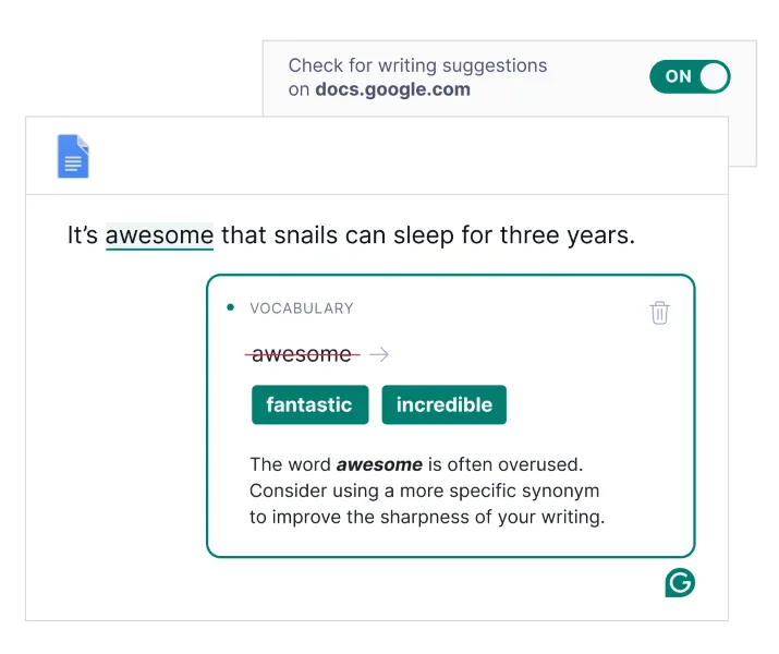 Best AI tools - screenshot from Grammarly.