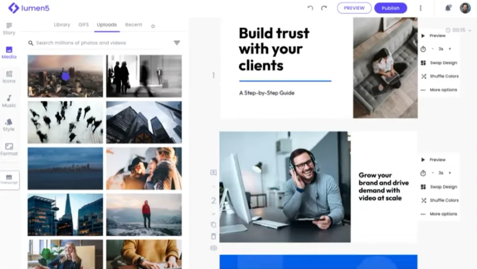 Best AI tools - screenshot from Lumen5.
