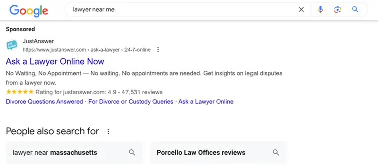 google ads benchmarks - duplicate ad example 