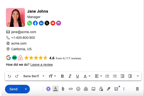 example of review request in email signature