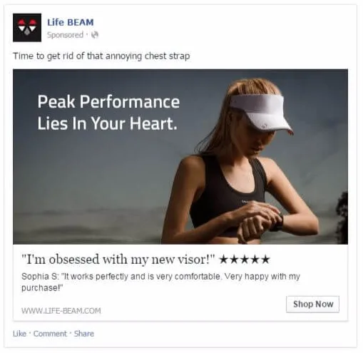 star rating showing in facebook ad