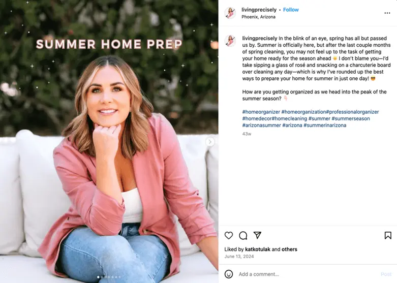summer instagram captions - example home services caption for summer