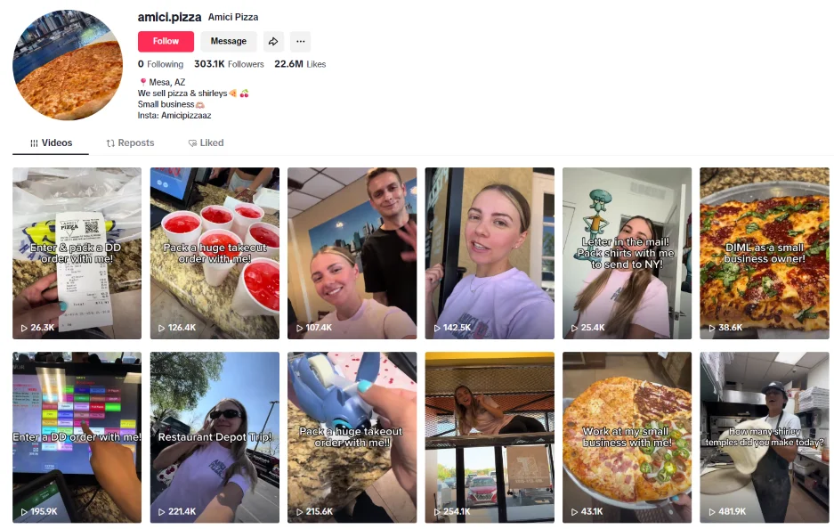 Get found online - Amici's TikTok