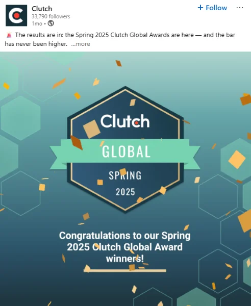 Get found online - LinkedIn post from Clutch.