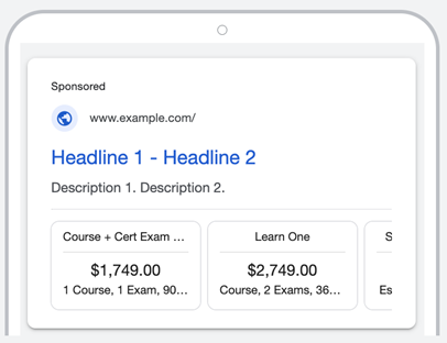 google ads assets - price asset