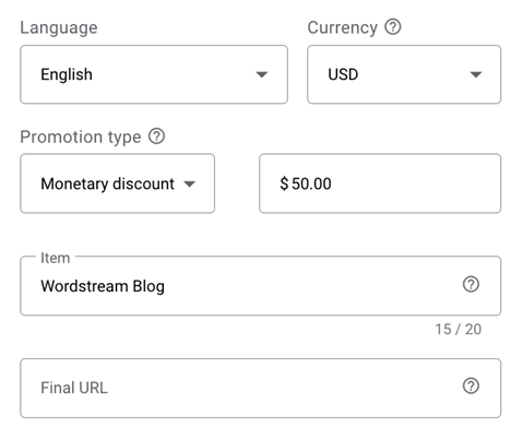 google ads promotion assets - discount