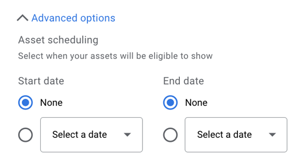 google ads assets - asset scheduling