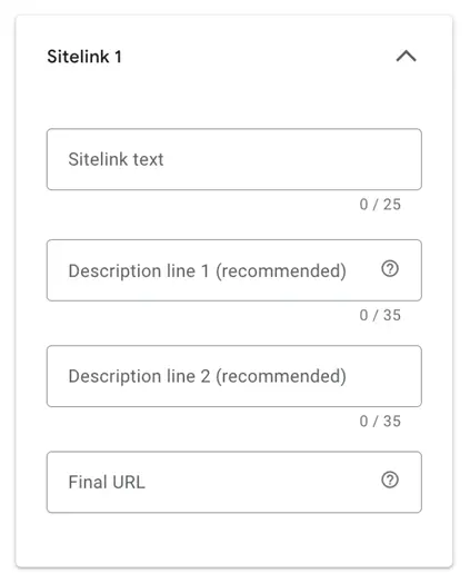 google ads assets - how to set up sitelinks