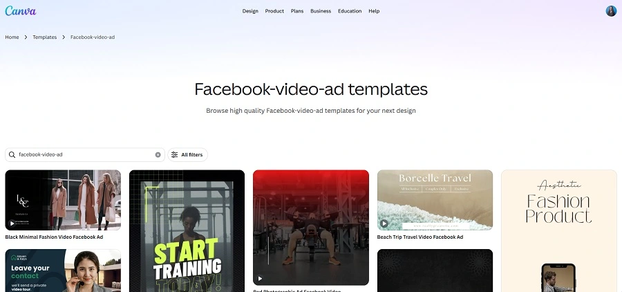 how to advertise on facebook - canva template screenshot