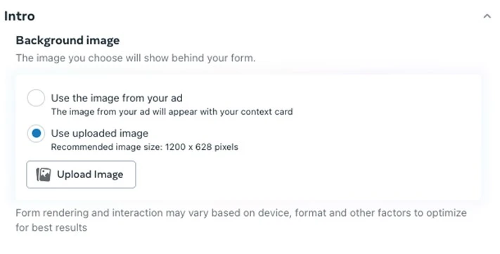 how to optimize facebook lead ads - background image for form intro