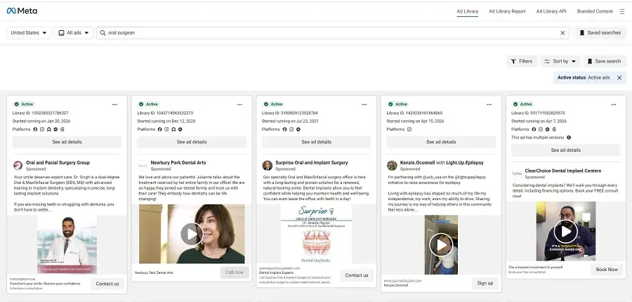 how to run facebook ads - library screenshot in meta