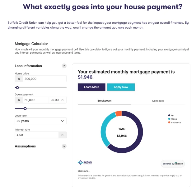 Interactive content - Home cost calculator.