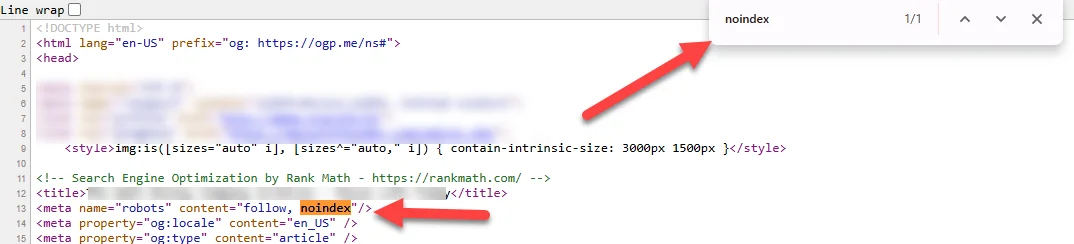 no index in html code