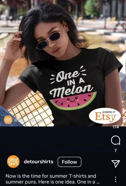 Summer puns - Instagram post with a pun t-shirt.