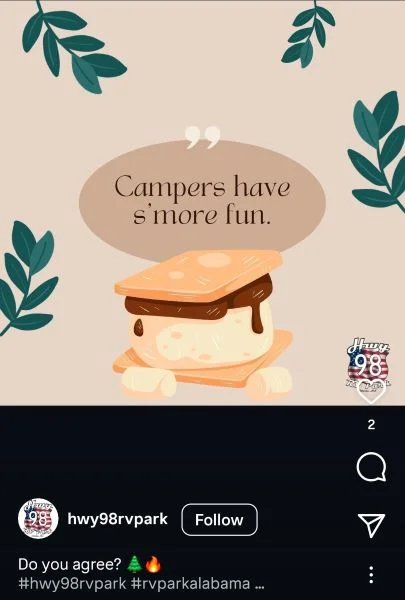Summer puns - Instagram post with a camping pun.