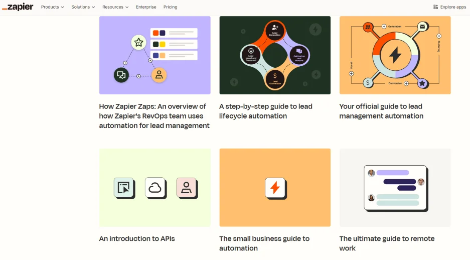 Topical authority - Zapier blog.
