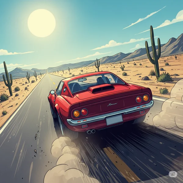 AI image prompt tips - Race car image.