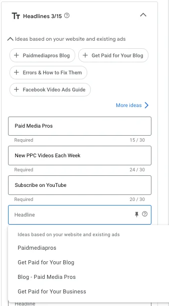 google ads ai asset suggestion