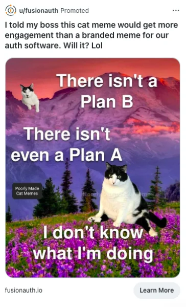 Reddit advertising cost - Funny ad on Reddit.